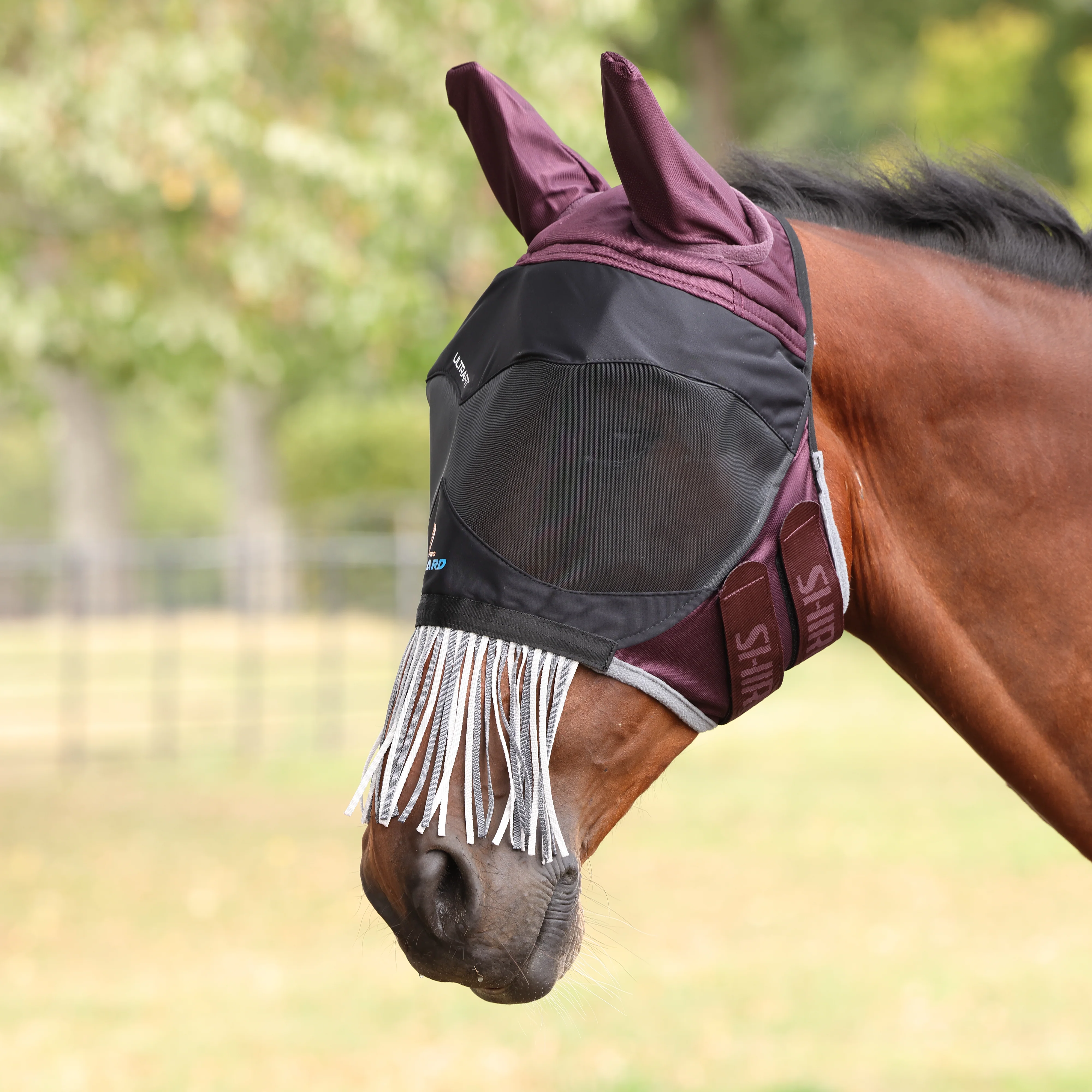 Shires FlyGuard Pro Deluxe Fly Mask with Ears & Nose Fringe